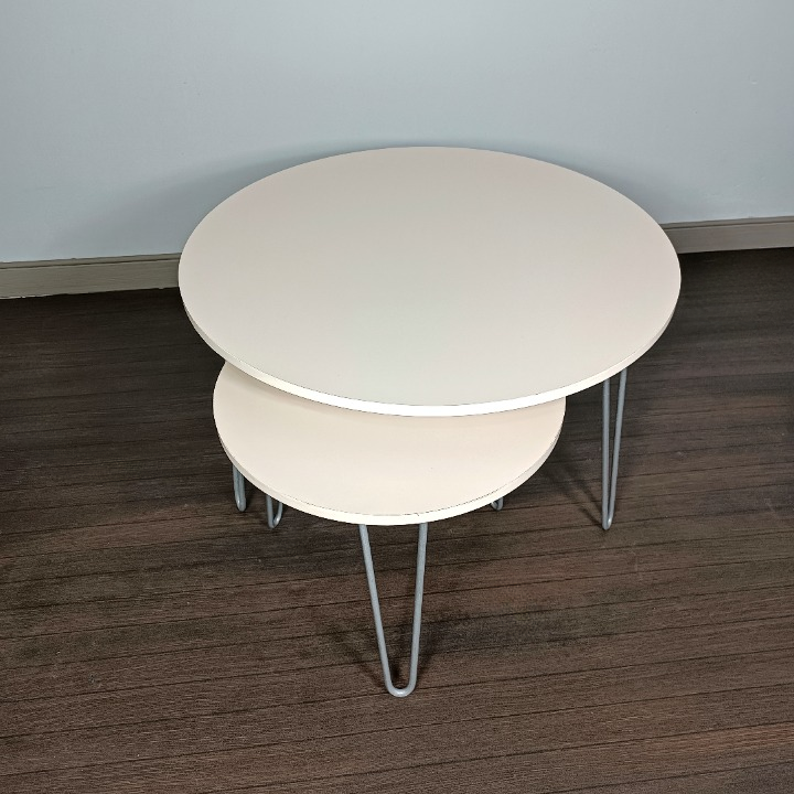 Lot de 2 tables basses gigognes rondes en MDF