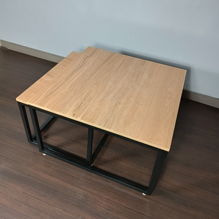 Tables Basses Gigognes Carrées – MDF & Métal Noir