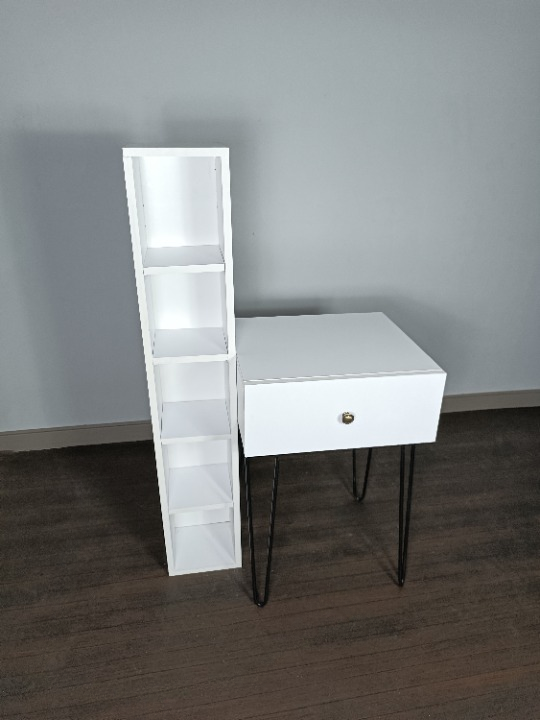 Étagère & tirroire en mélamine blanche – 120×30×150 cm