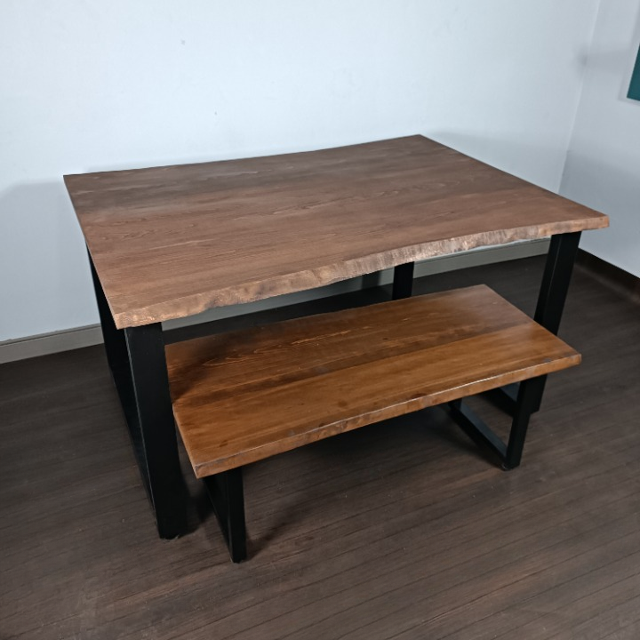 Industrial Dining Table with Bench