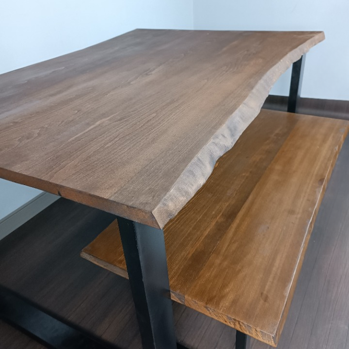 Industrial Dining Table with Bench