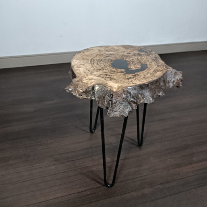 Epoxy Resin Side Table with Hairpin Legs