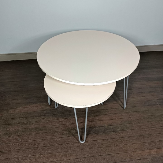 Lot de 2 tables basses gigognes rondes en MDF