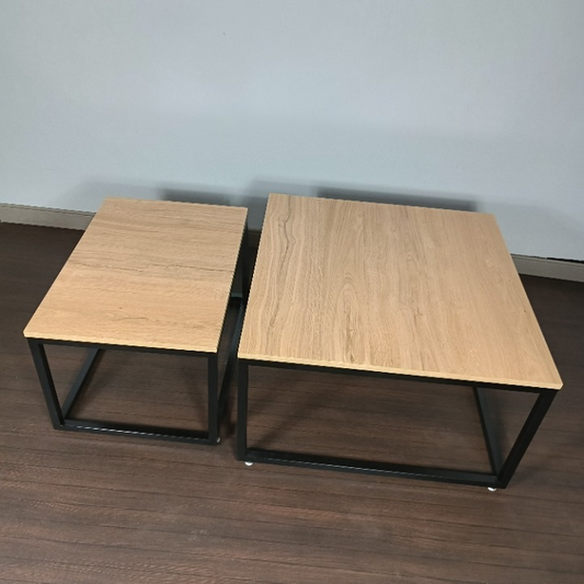 Tables Basses Gigognes Carrées – MDF & Métal Noir