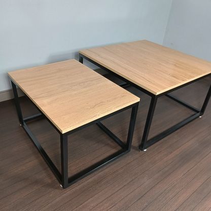 Tables Basses Gigognes Carrées – MDF & Métal Noir