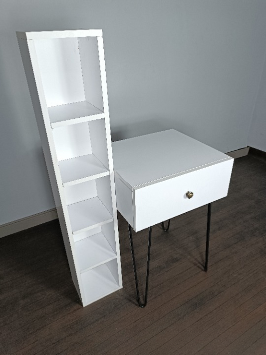 Étagère & tirroire  en mélamine blanche – 120×30×150 cm
