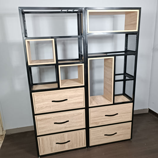 Étagère design industrielle en métal et bois –
