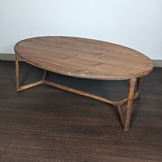 Table Basse en Bois Rouge – Forme Ovale Élégante